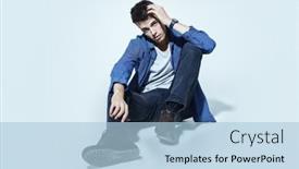  Presentation with casual young people - Presentation design having men-s-fashion-casual-style background and a light blue colored foreground
