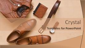  Presentation with fashion accessories - Presentation design enhanced with men-s-fashion-clothes background and a coral colored foreground