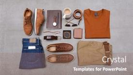  Presentation with fashion accessories - Cool new slide deck with men-s-fashion-clothes backdrop and a coral colored foreground
