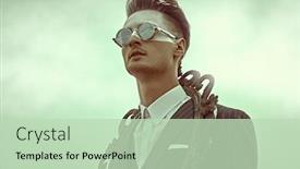  Presentation with picture frame - Audience pleasing PPT theme consisting of men-s-fashion-concept-portrait backdrop and a soft green colored foreground