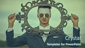  Presentation with picture frame - PPT theme with men-s-fashion-concept-portrait background and a tawny brown colored foreground