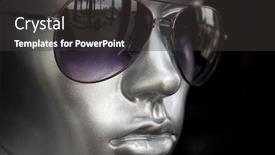  Presentation with mannequin - Slide deck featuring men's fashion mannequin wearing sunglasses background and a dark gray colored foreground