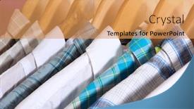  Presentation with purple floral shield - Amazing slide deck having men's shirts on hangers on purple background backdrop and a yellow colored foreground