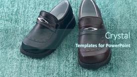  Presentation with men shoes - PPT theme having men's shoes background and a ocean colored foreground