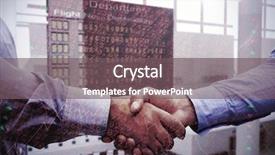  Presentation with shares - Beautiful slide set featuring men shaking hands against stocks and shares backdrop and a gray colored foreground