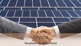  Presentation with shaking hands - PPT theme consisting of men-shaking-hands-in-front and a coral colored foreground