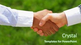  Presentation with black men - Theme with men shaking hands with green background and a tawny brown colored foreground