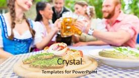  Presentation with beer women - Slide set consisting of men sitting in beer garden background and a lemonade colored foreground