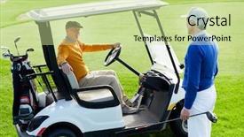  Presentation with golf - Presentation theme featuring men sitting in golf car background and a mint green colored foreground