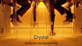  Presentation with three legged stool - Colorful PPT theme enhanced with men sitting on bar stool backdrop and a gold colored foreground