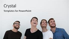  Presentation with man looking up happy - Colorful slide set enhanced with men smiling and looking upward backdrop and a white colored foreground