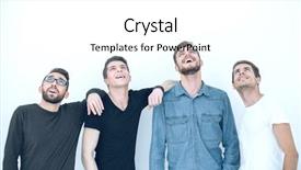  Presentation with man looking up happy - Colorful PPT theme enhanced with men smiling and looking upward backdrop and a white colored foreground