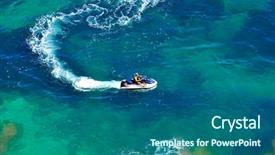  Presentation with jet - Beautiful presentation theme featuring men speeding on jet ski backdrop and a ocean colored foreground