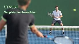  Presentation with athletes - Beautiful slide deck featuring men-sport-athletes-players-playing backdrop and a ocean colored foreground