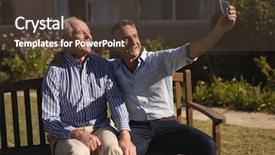  Presentation with physical activity seniors active senior - Audience pleasing slides consisting of men taking selfie with mobile backdrop and a tawny brown colored foreground