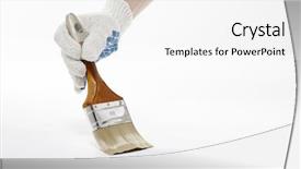  Presentation with paint roller - Presentation theme with men with brush background and a white colored foreground