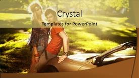  Presentation with hippie - PPT theme with men women fashion - elegance hippie couple background and a yellow colored foreground