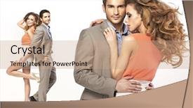  Presentation with elegant - Slide set with men women fashion - elegant couple posing background and a coral colored foreground