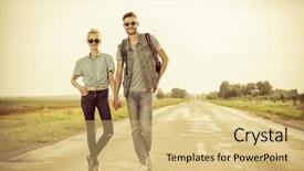  Presentation with jeans denim - PPT layouts enhanced with men women fashion - fashionable models wearing jeans clothes background and a yellow colored foreground