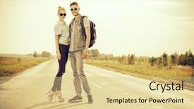  Presentation with jeans denim - Audience pleasing slide set consisting of men women fashion - fashionable models wearing jeans clothes backdrop and a blonde colored foreground