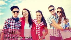  Presentation with teens summer camp - Audience pleasing presentation design consisting of men women fashion - summer holidays and teenage concept backdrop and a red colored foreground