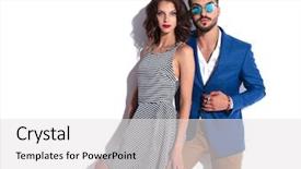  Presentation with modern - Beautiful presentation theme featuring men women fashion - surprised modern man posing backdrop and a white colored foreground