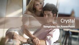  Presentation with dance beautiful couple dancing ballroom - Colorful presentation theme enhanced with men women fashion - young beautiful couple backdrop and a coral colored foreground