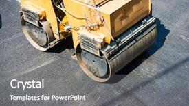  Presentation with men and women working in harmony - Audience pleasing presentation theme consisting of men working on new street backdrop and a gray colored foreground