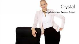  Presentation with business woman standing on maze - Audience pleasing PPT layouts consisting of menagement - young busiess woman standing behind backdrop and a white colored foreground