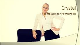  Presentation with business woman standing on maze - Amazing slide deck having menagement - young busiess woman standing behind backdrop and a  colored foreground