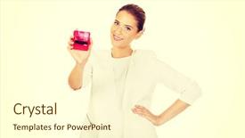  Presentation with pink gold glitter - Slide set with menagement - young businesswoman holding pink rubber background and a cream colored foreground