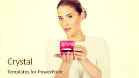  Presentation with rubber - Cool new slide set with menagement - young businesswoman holding pink rubber backdrop and a cream colored foreground