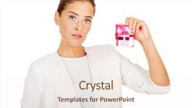  Presentation with pink retail - Theme consisting of menagement - young businesswoman holding pink rubber background and a sky blue colored foreground