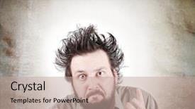  Presentation with face expression recognition - Amazing PPT theme having menagement - young male model with funny backdrop and a coral colored foreground