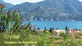  Presentation with italian - Amazing PPT theme having menaggio-town-against-famous-italian backdrop and a tawny brown colored foreground