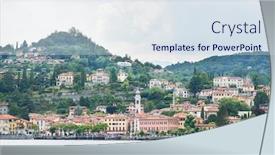  Presentation with lake - Slide deck with menaggio-town-on-lake-como background and a sky blue colored foreground