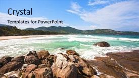  Presentation with brazil - Amazing PPT theme having mending - lopes mendes beach backdrop and a light blue colored foreground