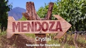  Presentation with winery - Audience pleasing theme consisting of mendoza wooden sign with winery background backdrop and a tawny brown colored foreground