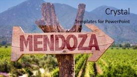  Presentation with winery - Amazing slides having wineries - mendoza wooden sign with winery backdrop and a light blue colored foreground