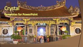  Presentation with taipei - PPT theme consisting of mengjia longshan temple in taipei background and a tawny brown colored foreground