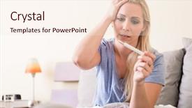  Presentation with meningitis - Beautiful theme featuring meningitis - young sick woman with fever backdrop and a cream colored foreground