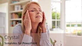  Presentation with woman menopause - Presentation featuring menopausal-mature-woman-at-home background and a coral colored foreground