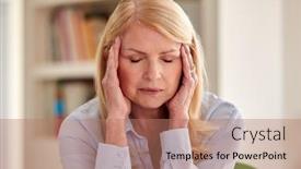  Presentation with home - PPT theme having menopausal-mature-woman-at-home background and a coral colored foreground