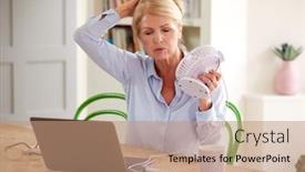  Presentation with home - Slide deck enhanced with menopausal-mature-woman-having-hot background and a coral colored foreground