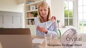  Presentation with elbow joint - Slide deck featuring menopausal-mature-woman-suffering-elbow background and a coral colored foreground