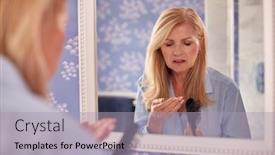  Presentation with hair loss - Presentation theme consisting of menopausal-mature-woman-suffering-hair background and a light gray colored foreground