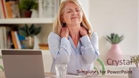  Presentation with woman menopause - Presentation having menopausal-mature-woman-suffering-neck background and a mint green colored foreground