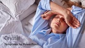  Presentation with insomnia - Presentation theme enhanced with menopausal-mature-woman-suffering background and a light blue colored foreground
