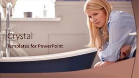  Presentation with incontinence care - Slide deck consisting of menopausal-mature-woman-suffering background and a mint green colored foreground