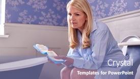  Presentation with toilet - Slide deck with menopausal-mature-woman-suffering background and a light blue colored foreground